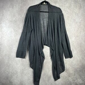 Eileen Fisher Open Front Knit Cardigan XL Gray Draped Lightweight‎ Travel Office